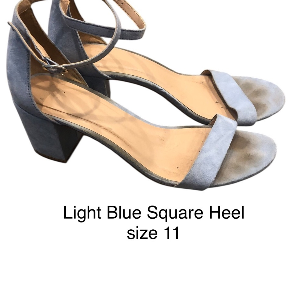 Blue Ankle Strap Heels with Square Heel
